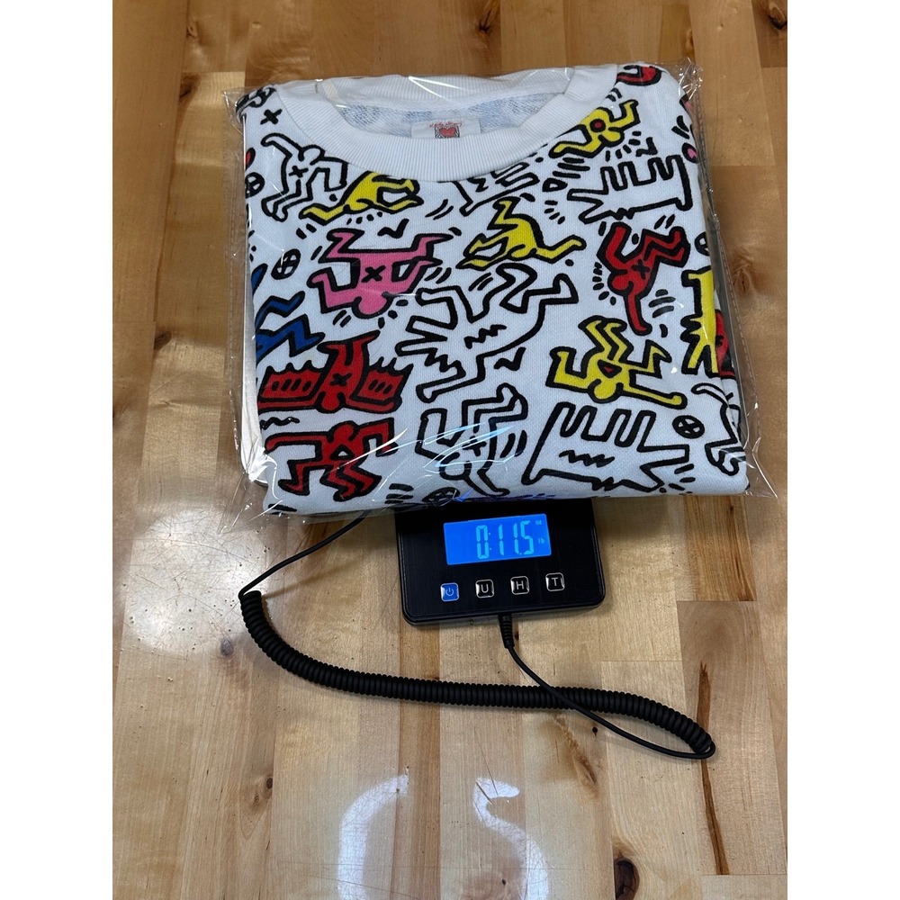 Forever 21 Keith Haring Sweatshirt Women Small White AOP Excellent Pop Art Crew - Picture 7 of 7